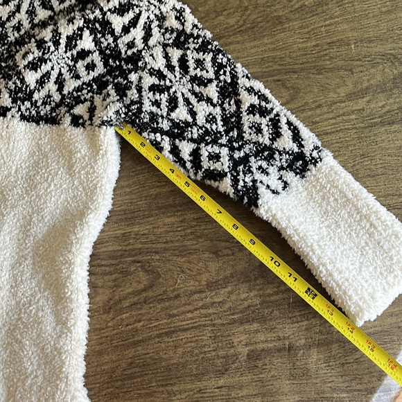 Talbots Half-Zip Argylle Snowflakes Off White Black Cozy Sweater Size 1X Petite - Picture 13 of 14